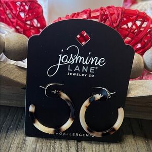 Jasmine Lane Brown and Cream Hoop Earrings